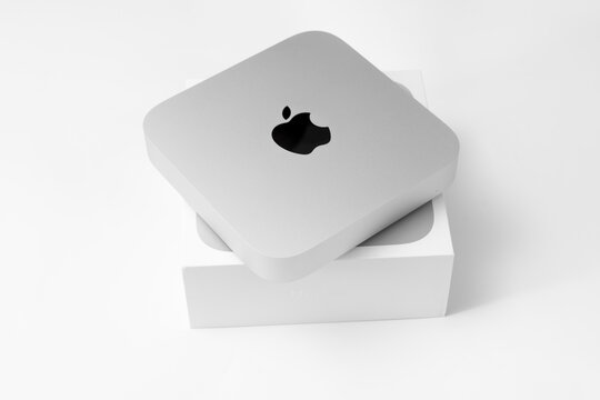 Bogota Colombia, November 2021, The latest Apple Mac Mini 2020 with the new M1 chip, new mac M1 processor