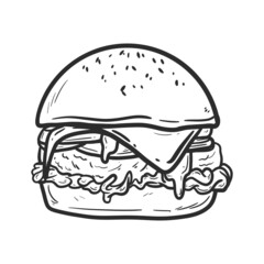 hand drawn hamburger. vector illustration