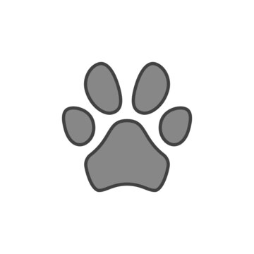 Pet Foot Print gray icon. Animal Paw Mark vector colored sign