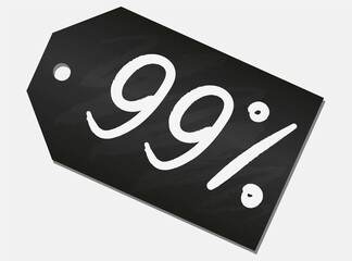 Black sale shop product tag, label or sale poster, chalk blackboard discount banner 99