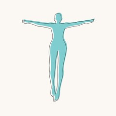 Obraz premium Happy free woman jumping and flying concept sketch.