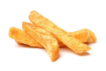 french fries on white background 
