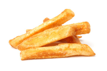 french fries on white background 