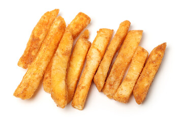 french fries on white background 