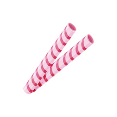 Fototapeta na wymiar Biscuit sticks with pink stripes. Sweet waffle chocolate biscuit. Strawberry taste .Cartoon vector illustration on a white isolated background.