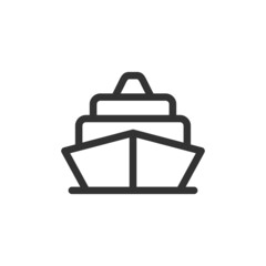 Cruise liner ship front view vector outline style icon. Marking of public transport stops.