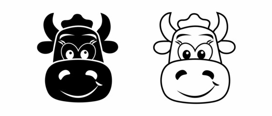 Cow head design vector on white background. Farm animal. Cute character.