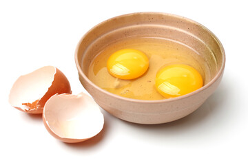 Broken egg isolated on white background 
