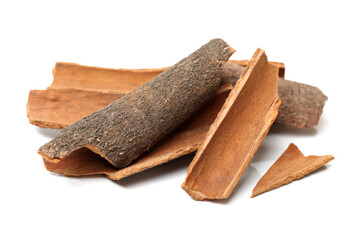 Cinnamon Sticks and Ground Cinnamon on a white background