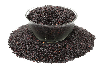 Black rice on a white background