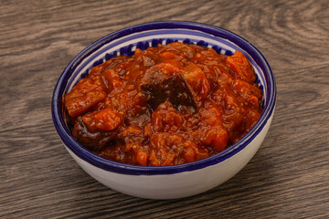 Eggplant saute with tomato and herbs