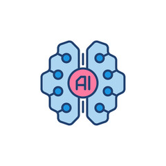 Obraz premium Digital AI Brain colored vector icon. Artificial Intelligence symbol
