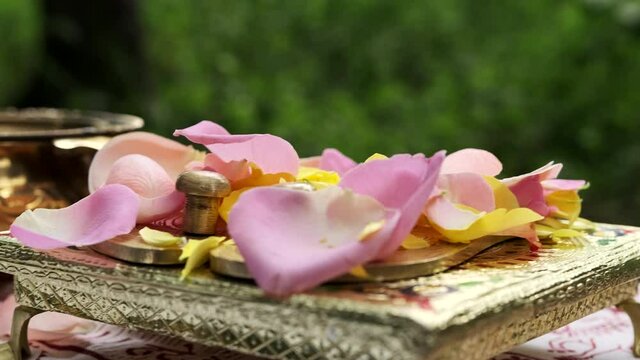 Arathi ritual. Rose for offering to the deity