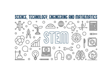 STEM concept Education horizontal banner vector illustration
