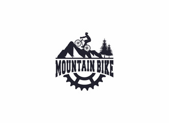 Mountain bike vintage logo template in white background