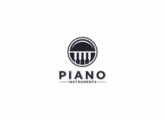 piano design logo with piano in guitar hole