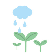 植物　雨　イラスト