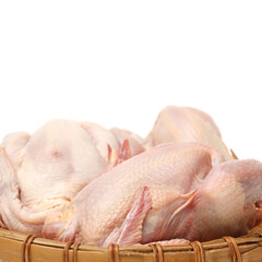 Raw chicken on ah white background