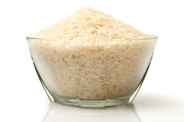 uncooked Rice on white background