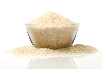 uncooked Rice on white background