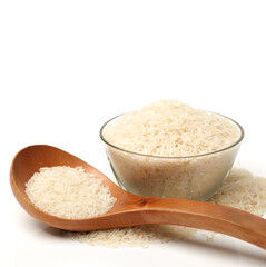 uncooked Rice on white background