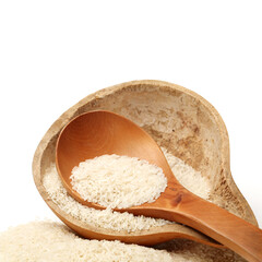 uncooked Rice on white background