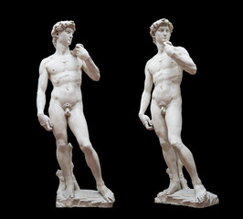 Statue of David isolate. Sculpture of the ancient Greek mythical hero David by the artist...