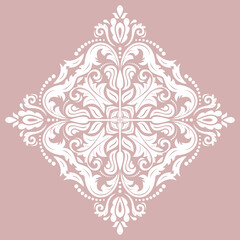 Elegant vintage ornament in classic style. Abstract traditional white pattern with oriental elements. Classic vintage pattern