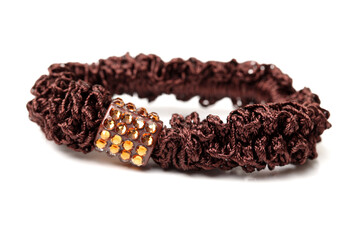 Colorful elastic hair bands on white background. 