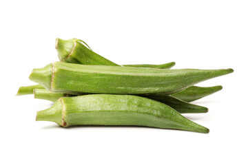 Fresh young okra isolated on white background