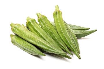 Fresh young okra isolated on white background