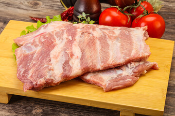 Raw pork ribs for cooking
