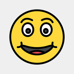 Smile emoji icon vector illustration in filled line style, use for website mobile app presentation