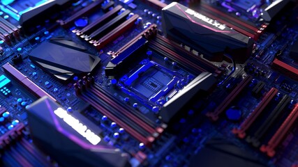 Fototapeta premium motherboard 3d render pattern