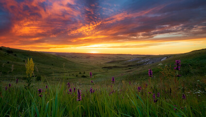 sunset in the mountains
