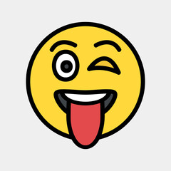 Wink emoji icon vector illustration in filled line style, use for website mobile app presentation