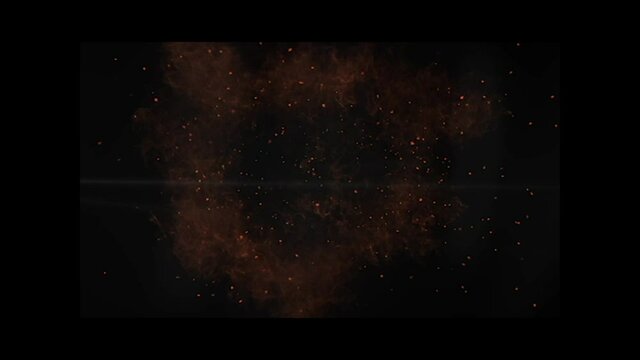 Animated video of a ring of fire going round in a circle due to an explosion in the center.Circular ring of Fire. Flame arising from an explosion with a black background