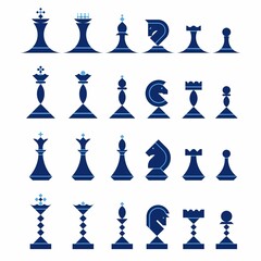 Chessmen, chess pieces set - vector illustration, geometric style