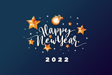 Fototapeta na wymiar Happy new year with star and beautiful background 2022