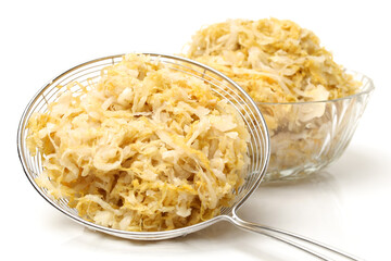 Pickled Chinese cabbage on white background