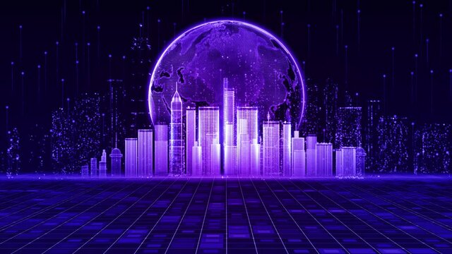 The smart city of cyberspace and metaverse digital data of futuristic and technology, Internet and big data of cloud computing, 5g connection data analysis background concept.