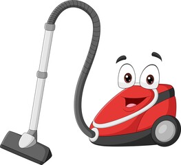 Cartoon smiling vacuum cleaner character