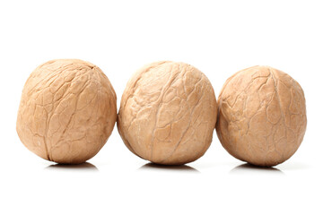 walnuts on white background 