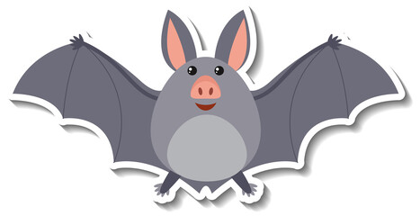 Cute chubby bat animal cartoon sticker