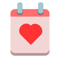 A tear-off calendar for every day, for Valentine's Day with a picture of a heart. For love, wedding. Vector illustration