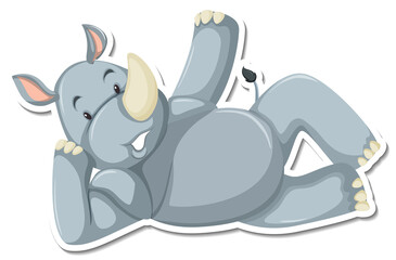 Happy rhinoceros cartoon character sticker