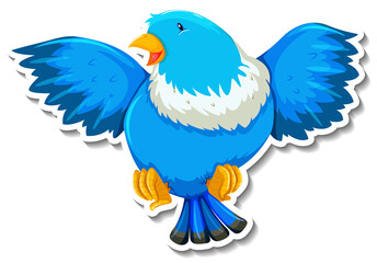 Cute blue bird animal cartoon sticker