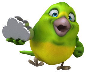 Fun green bird - 3D Illustration