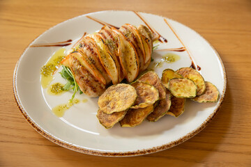 Chicken fillet stuffed with mozzarella cheese and zucchini