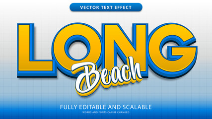 long beach text effect editable eps file